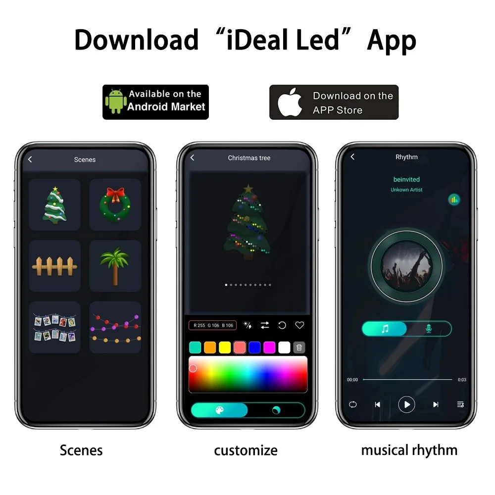 RGB Smart Bluetooth Outdoor LED Fairy Lights Led USB  5V App Control Waterproof Christmas Lights