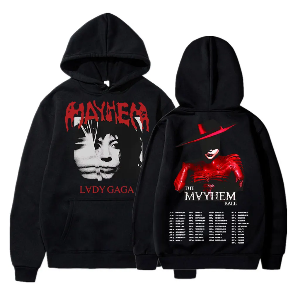 Lady Gaga The Mayhem Ball Tour 2025 Hoodies Trendy Hip Hop Vintage Long Sleeve Men Women Fleece Oversized Tracksuit Streetwear