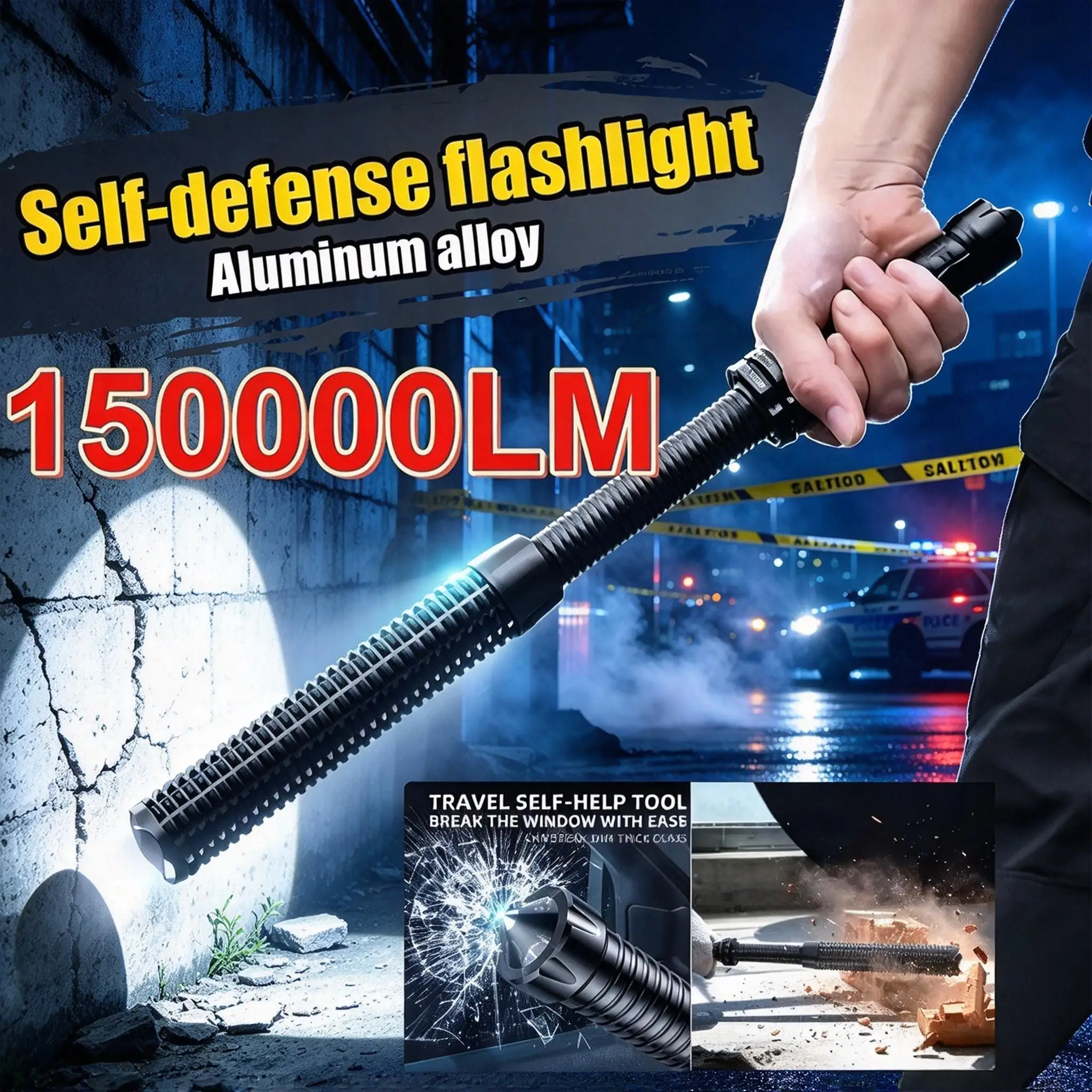 Wolf Tooth Stick Flashlight Strong Light Charging High Bright Multi Functional Outdoor Telescopic Zoom Self Defense Night Patrol