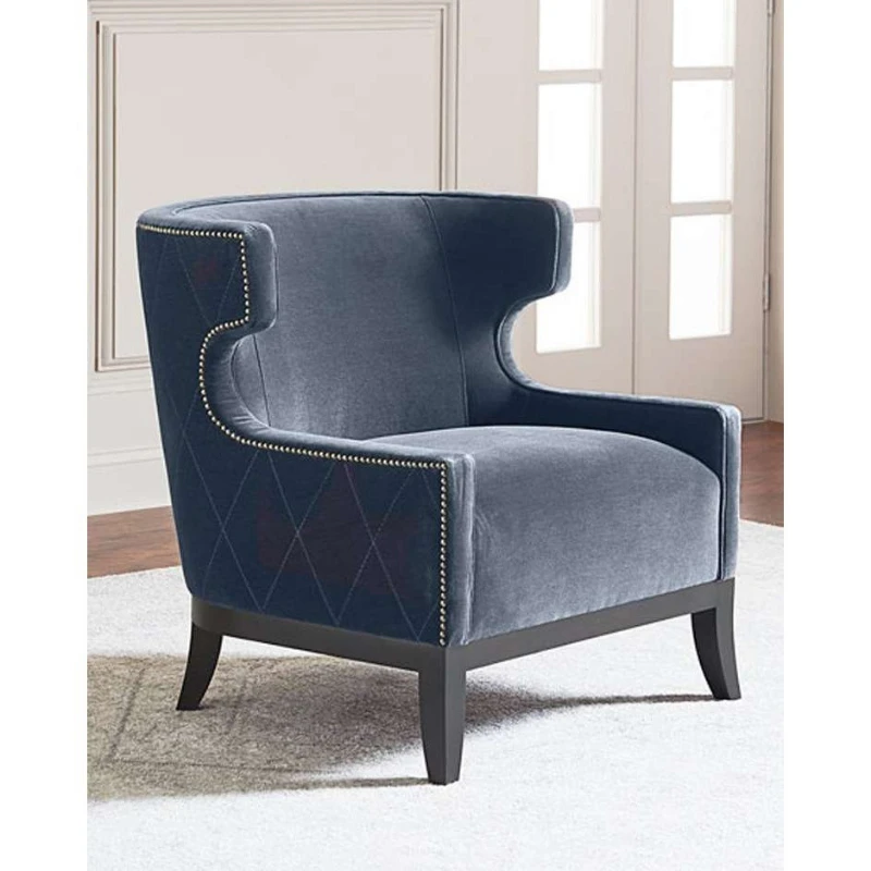 

Hotel light luxury leisure single sofa chair small apartment living room balcony creative solid wood sofa chair fabric chair
