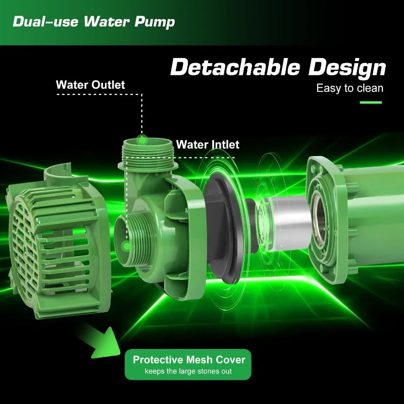 Bomba de agua sumergible para estanque, 1/10HP, 1400GPH, 9 pies de elevación alta para pecera, fuente para mascotas, jardín, hidropónico, estatuilla