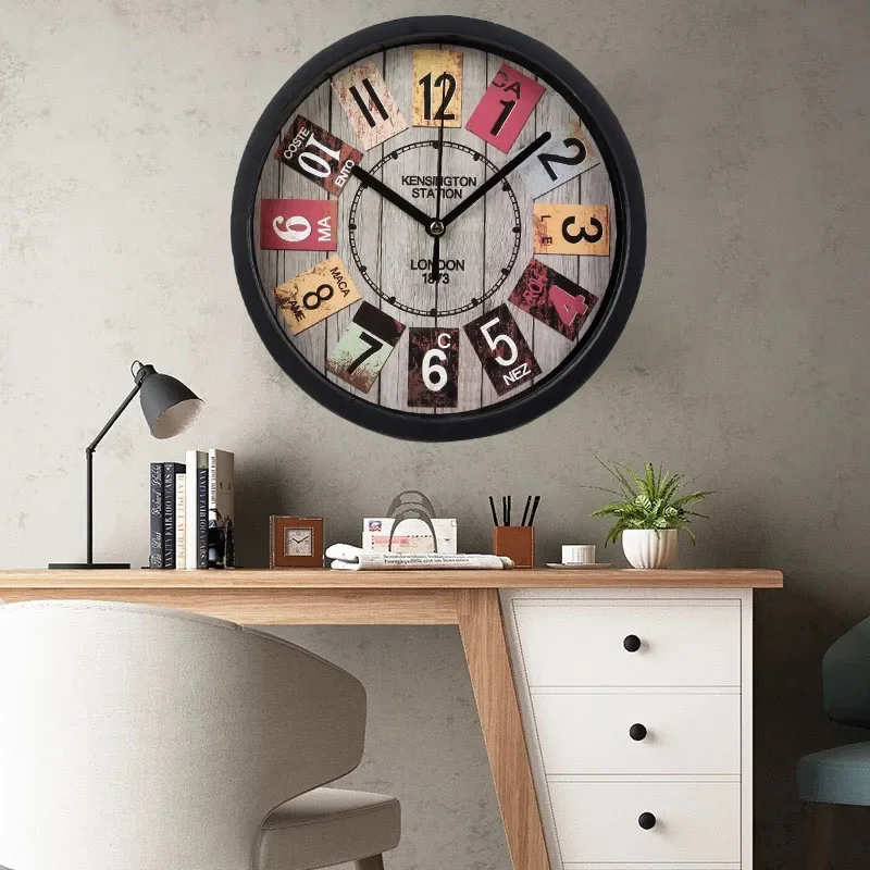 8 بوصة ريترو ستايل ساعة بسيطة ساعة حائط إبداعية كتم الصوت لا يدق على الحائط ساعة معلقة للمنزل والديكور ساعات الحديقة