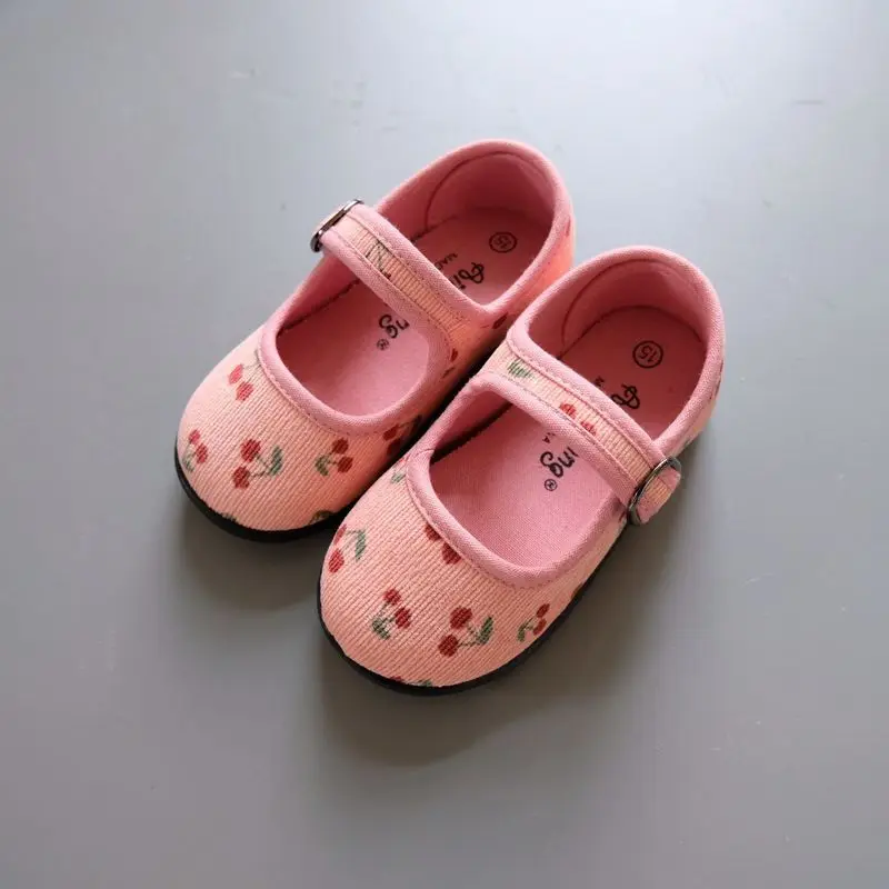 Simple Princess Shoe Light Children Shoes 2025 New Retro Baby Shoes floral Single Shoes Versatile Girls Shoe Fashion Canvas Shoe