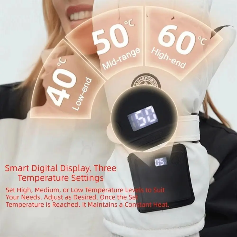 Windproof Electric Heated Gloves Waterproof Thickening And Velvet Smart Heated Gloves 3 Heating Levels Adjustable