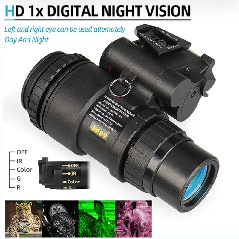 PVS-18 Dispositivo di visione notturna a infrarossi per telecamera da caccia montata sulla testa per caccia monoculare NVG Scope HD 1X campeggio