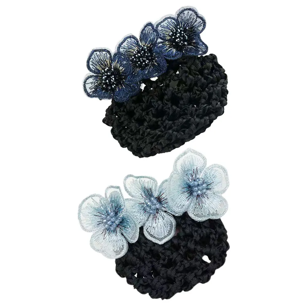 

2pcs Hair Bun Cover Net Clip Women Hair Accessories Flower Beaded Snood For Ballet Dance Nurse Bun Wrap Lightweight Durable