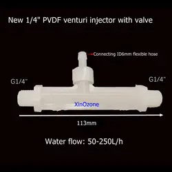 1/4in PVDF Venturi Injector with Valve Mixer Ozone Proof Ventu tube XinOzone