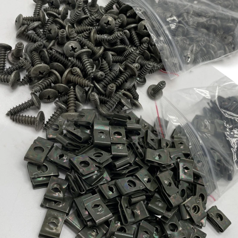 Car Fastener Clip U-Type Metal Screw Clip Fastening Tools for Car Motorcycle Engine Undertray Splash Shield Guard Bumper Screws
