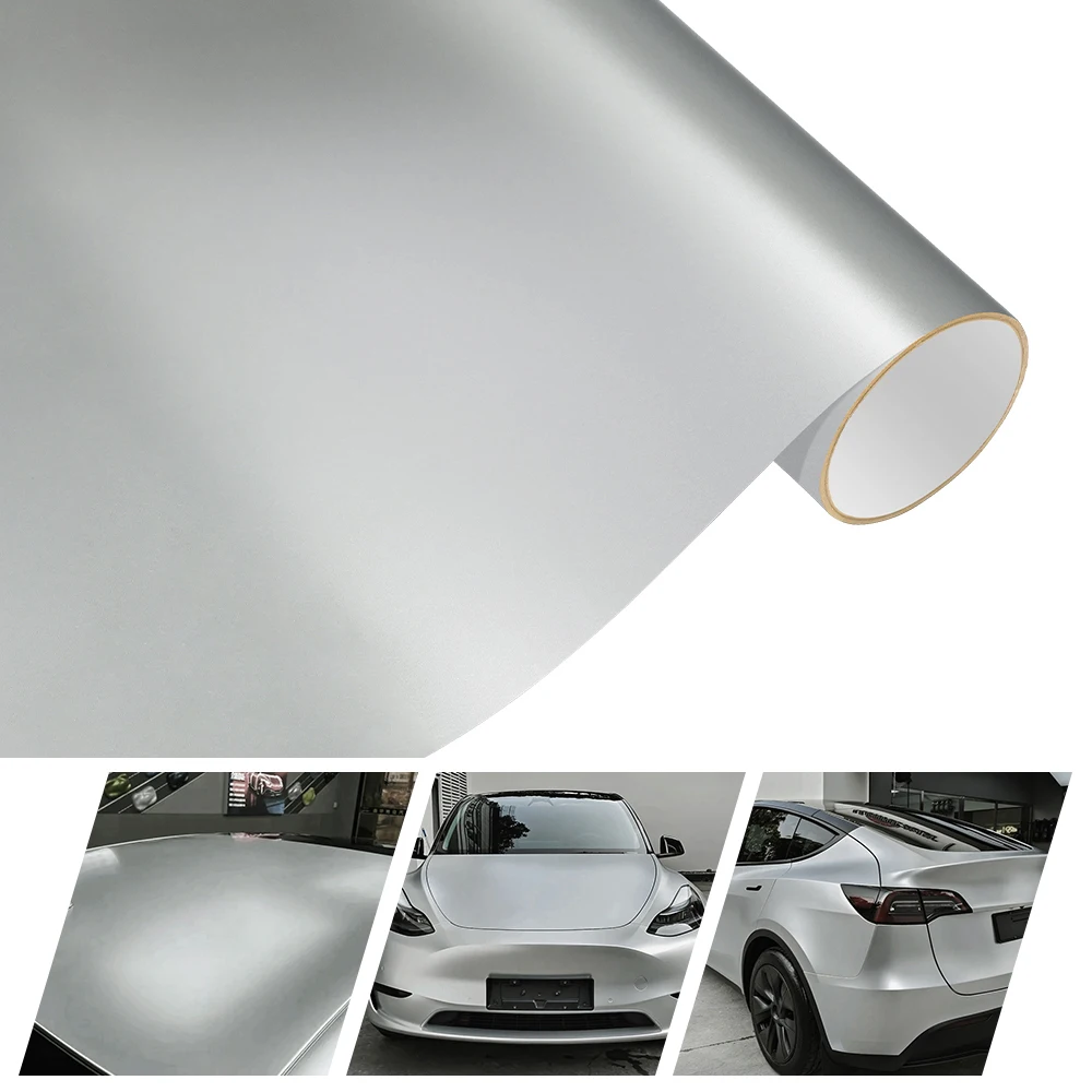 

Premium Matte Metallic Silver Vinyl Car Sticker Wraps Matt Sheet Foil Vehicle Decal Decoration Cover Skin Air Bubble Free Film
