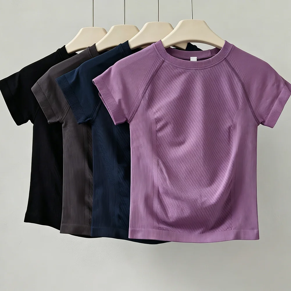 Short Sleeve Yoga Top Women Quick Dry Stretch Breathable Tight Fitness Shirt Pilates Running Workout Summer Sports Tee