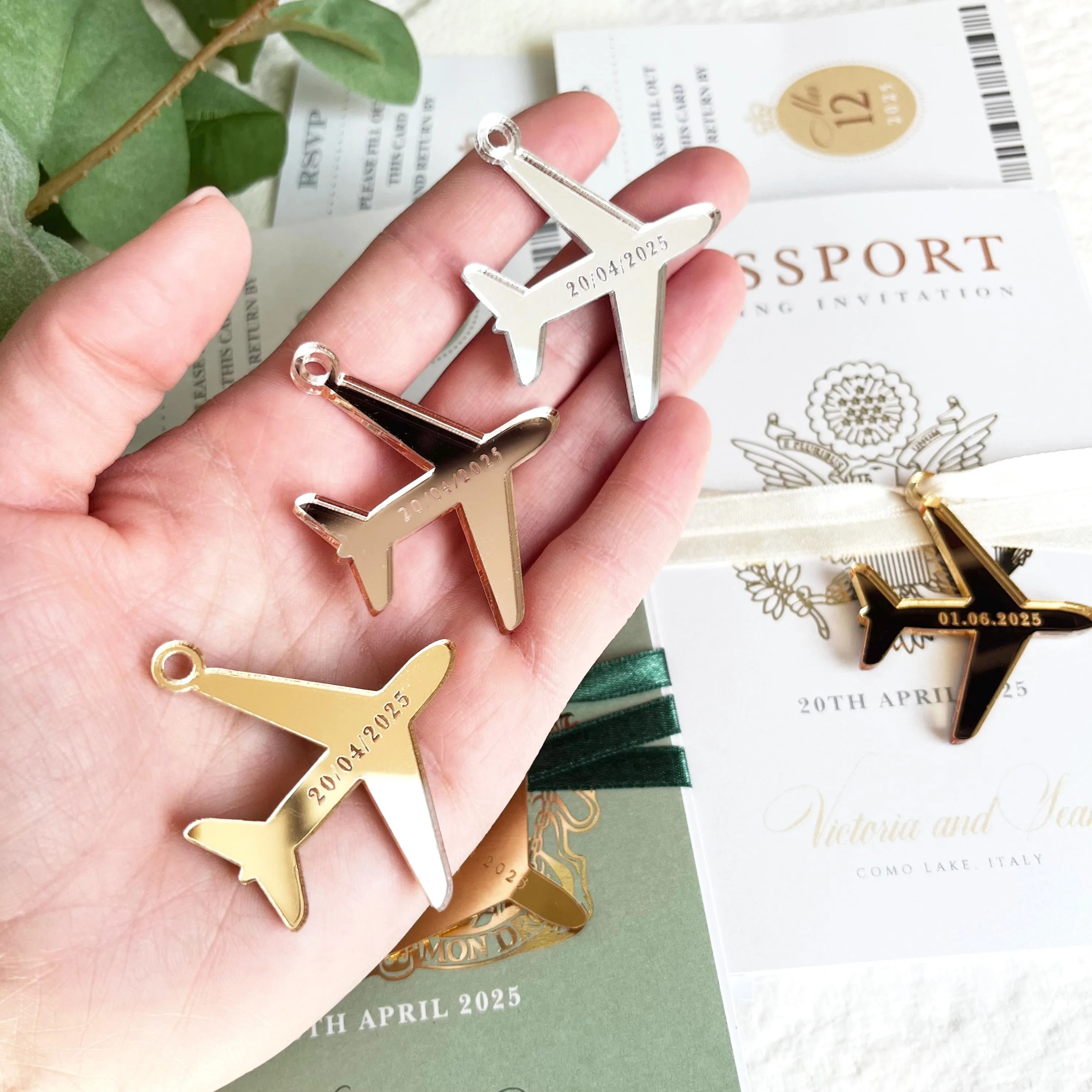Personalized Airplane Charms for Destination Acrylic Wedding Invitations Custom Airplane Tags Party Decor Baby Shower Tags