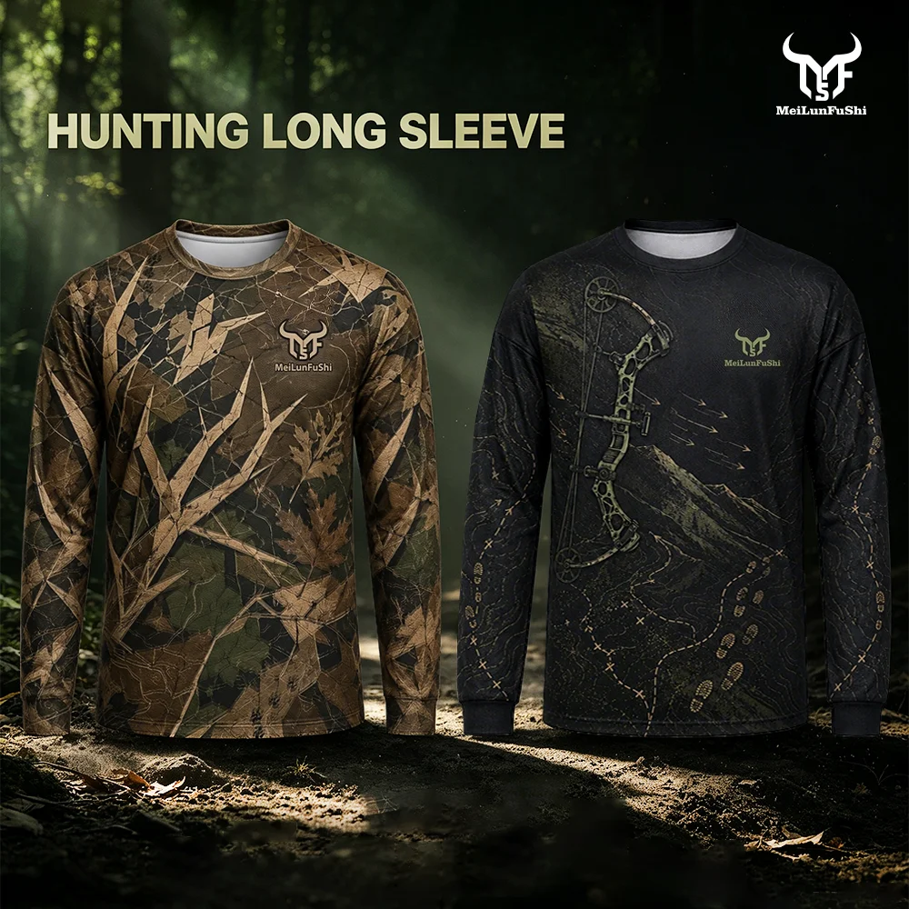 Outdoor Hunting Graphic Tees - Camiseta Masculina de Manga Longa para