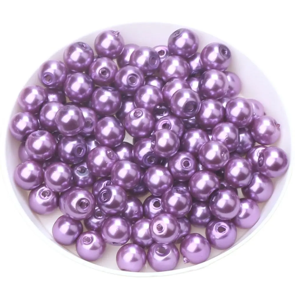 Perle d\'imitazione di vetro 4/6/8MM perle di colore lilla viola orecchini con bracciale fai da te collana girocollo creazione di gioielli per