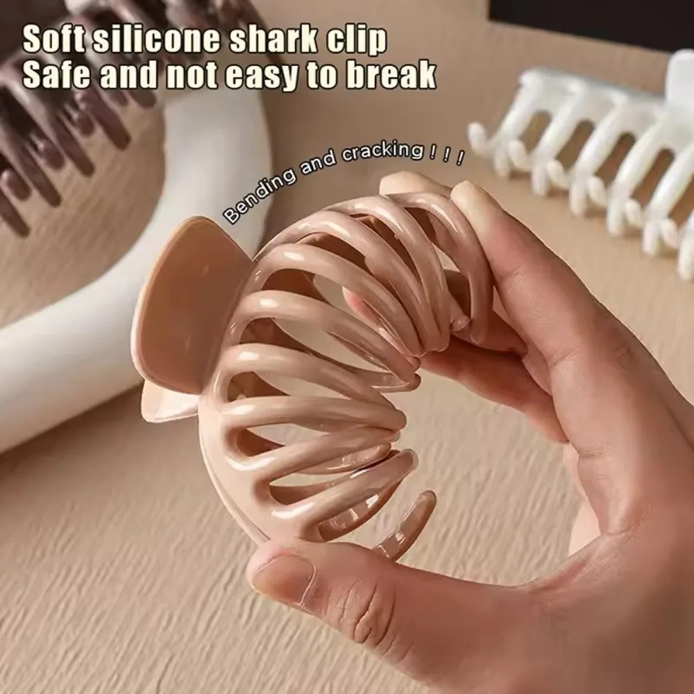 Pinces à cheveux souples en silicone pour femmes, pinces requin flexibles et résistantes, anti-chute