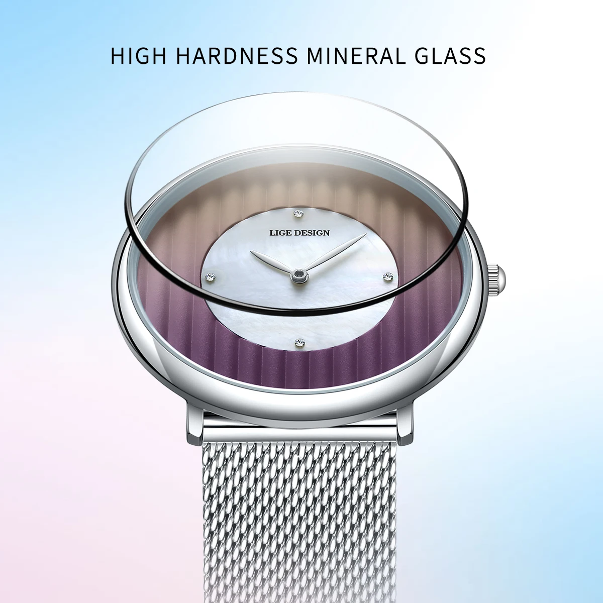 LIGE New Women Watch Top Luxury Brand Steel Mesh Waterproof Ladies Watches Flower Quartz Female Wristwatch Charming Girl Clock