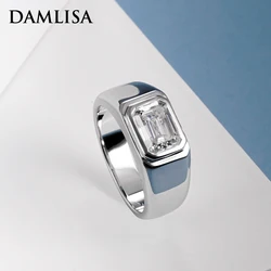 DAMLISA 2ct D Color Emerald Moissanite Men Ring 925 Sterling Silver 18K Gold Plated Engagement Rings For Man Jewelry Wholesale