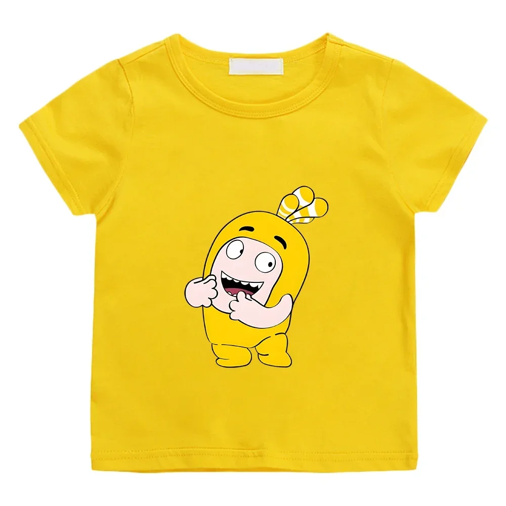 Oddbods Yellow BUBBLE Graphic T-shirt High Quality 100% Cotton Summer Tee-shirt Boys and Girls Children Tshirt O-neck Cute Tees