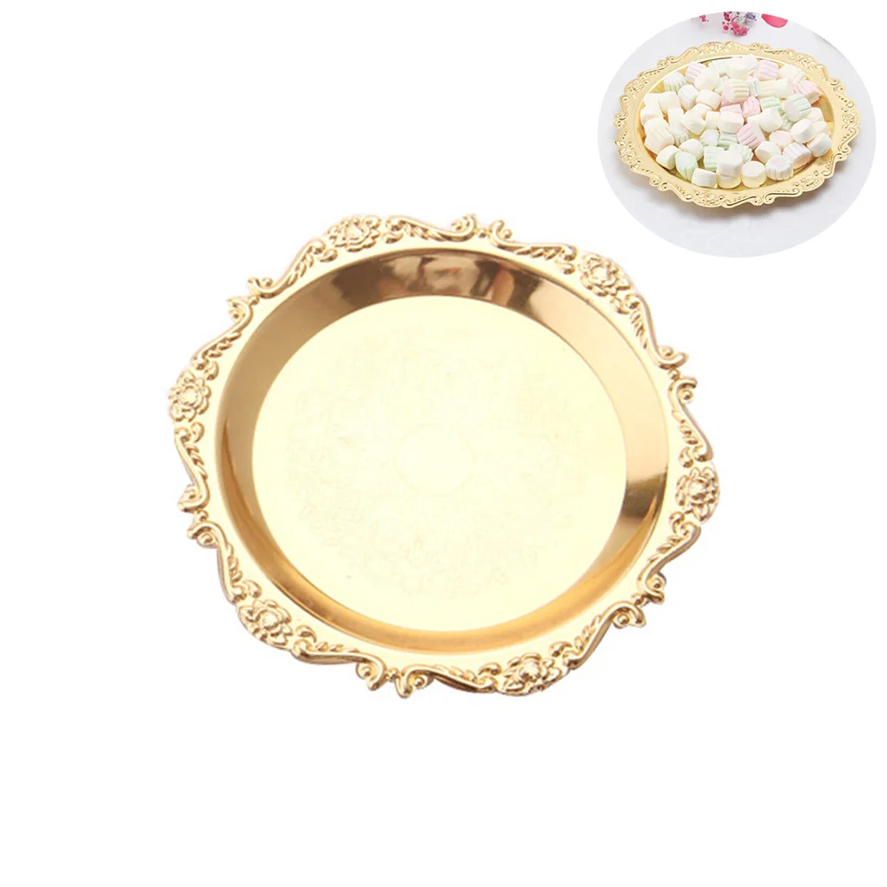 

3 Pcs Cake Tray Round Serving Mirrored Trays Decorative Wedding European Style Elegant Snack Plate Metal Fruit Rack