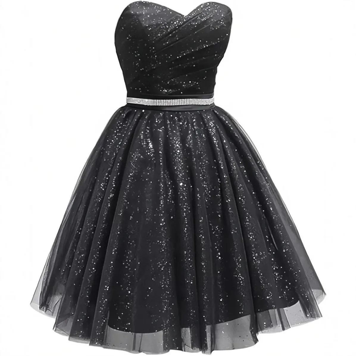 Sweetheart Short Tulle School Return Party Dress Sparkling Shoulder Bared Dance Cocktail Event Women's Fashionable Gown