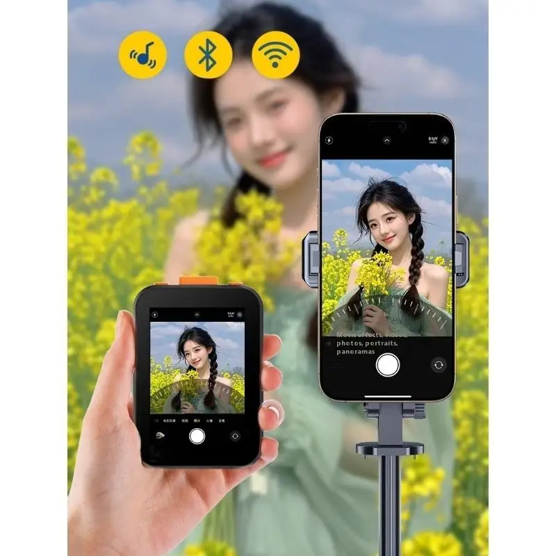 1 Uds Mini pantalla de teléfono Selfie proyección de teléfono Bluetooth Control remoto fotografía al aire libre Vlog pantalla de Monitor con temporizador automático