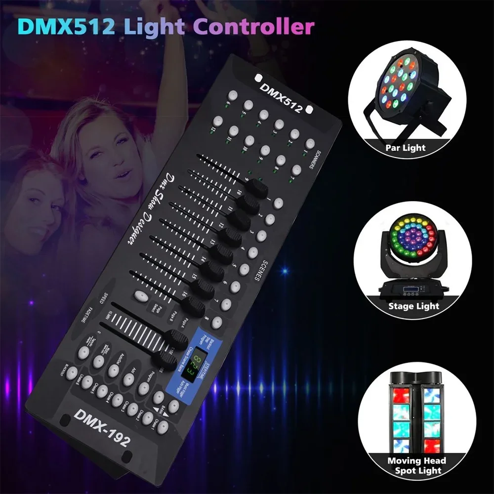 Imagem -04 - Dmx 192 Console Dmx512 Console de Iluminação de Palco para Iluminação de Palco Barra de Luz Dmx512 Par Light dj Lighting