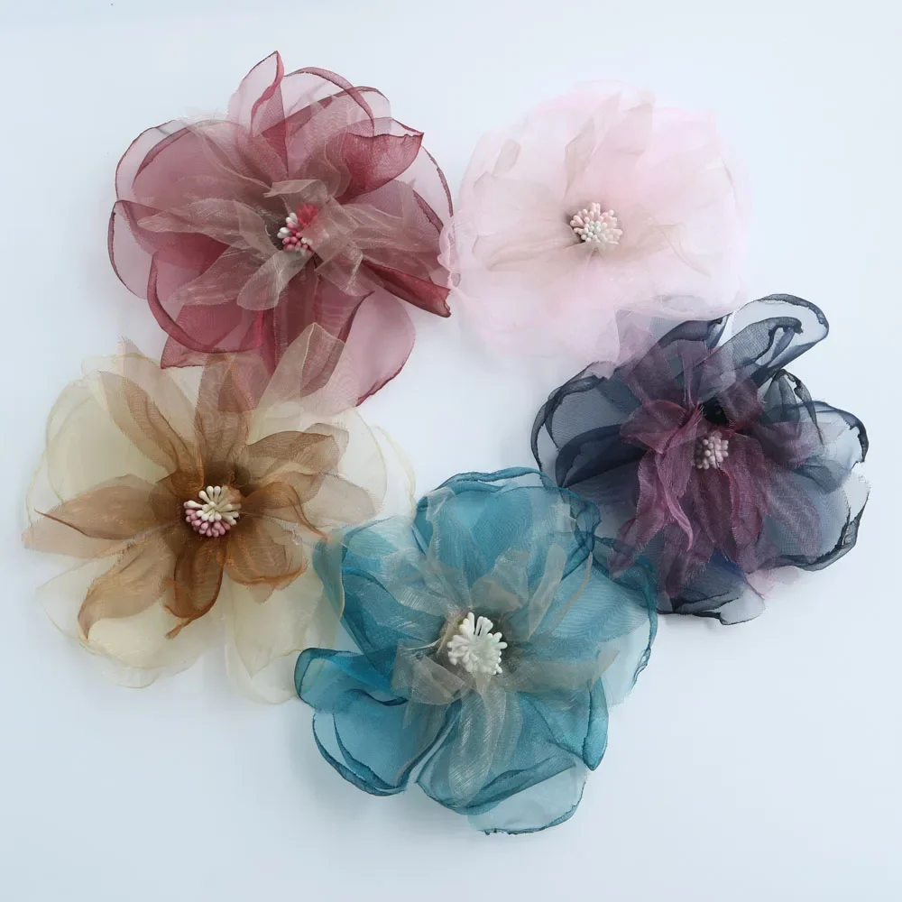 5pcs/lot craft floral Patches for clothes Sew on rose bud brooch accessories for hairpin shoes craft supplies accessories