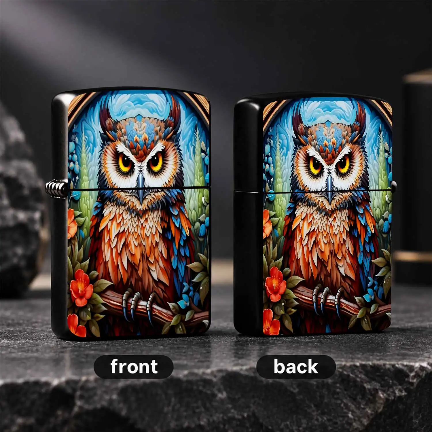 Painted Art Owl Themed Portable Lighter, Vivid Colorful Printed Charming Raptor Pattern, Suitable For All Daily Scenarios, Exquisite Decorative Accessory, Ideal Gift For Art Lovers And Owl Enthusiasts, Delicate Crafted A Humorous And Intere