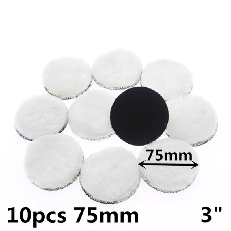 10pcs 3inch Artificial wool Waxing Polisher Bonnet For Rotary Tool Polishing Pads White Buffing Auto Soft Car 75mm