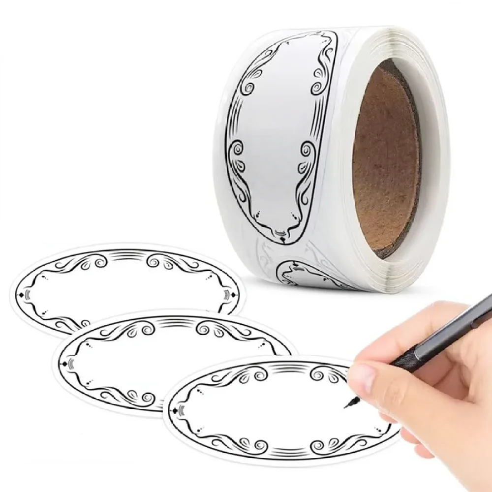Food Storage Jar Labels - Yazılabilir Oval Etiket Çıkartmaları, Gıda Saklama,
