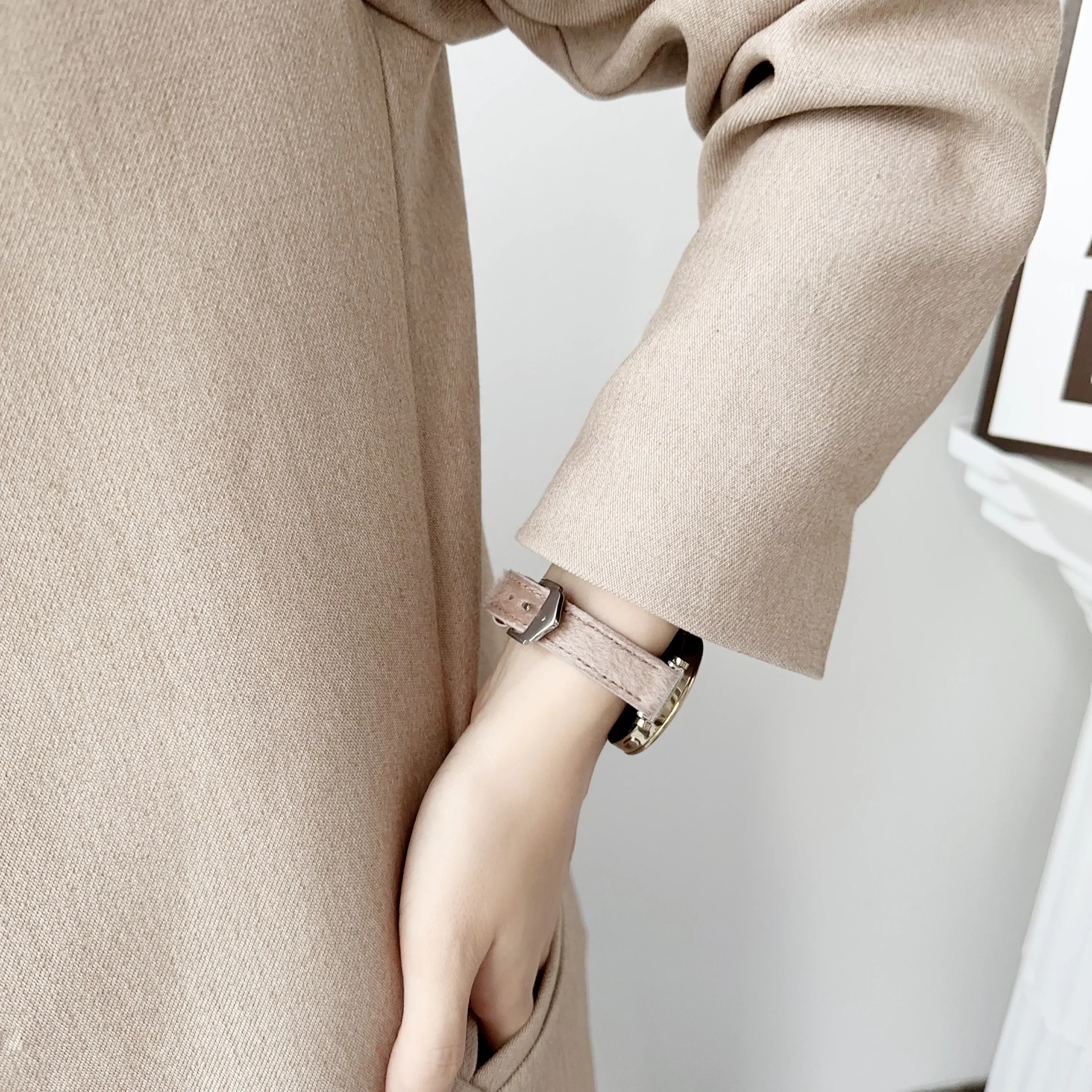 18mm 20mm 22mm Plush+leather strap watch band For Huawei Watch GT4 5 41mm 46mm Smartwatch strap for women girl lady