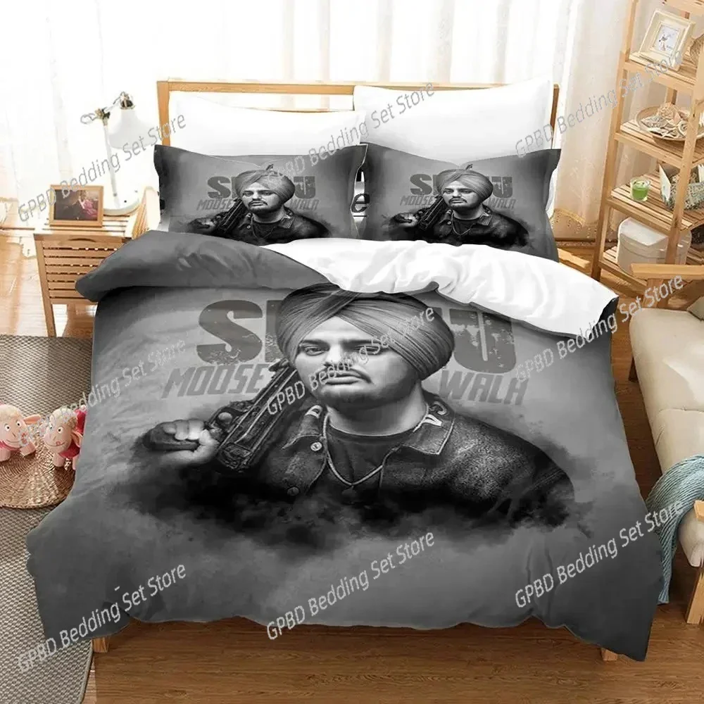 Sidhu Moosewala RIP 3D Bedding Set Duvet Cover Pillowcases Single Twin Full Queen King Size Home Decor Quilt Boys Gift Quilt Cov