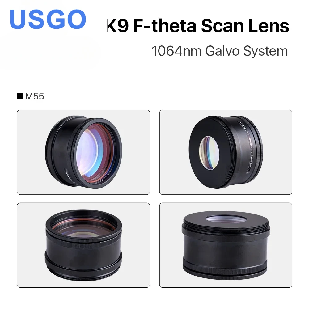 USGO K9 F-theta Scan Lens Thread M39 & M55 1064nm Galvo System for 1064nm YAG Optical Fiber Laser Marking Machine Parts