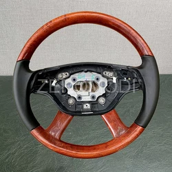 For Mercedes Benz W221 W216 S550 CL550 Steering Wheel Leather Wood