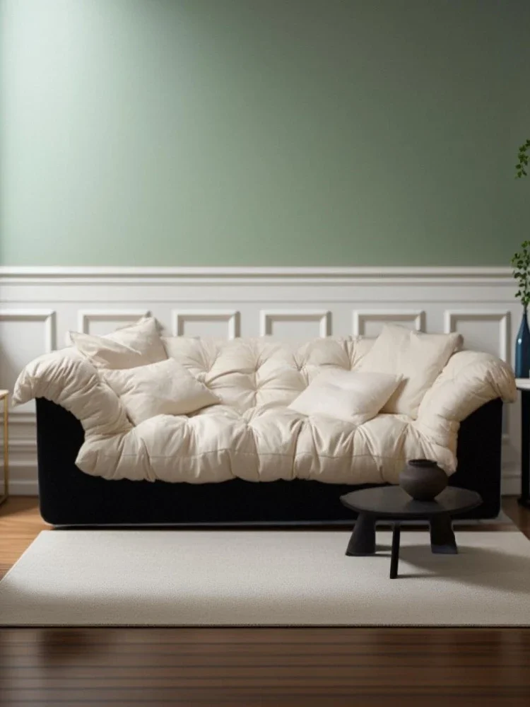 

Retro Lazy Style Sofa Straight Black and White Mid-Ancient Sofa