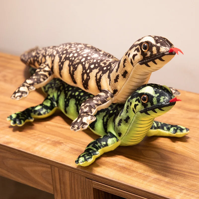 Funny Simulation Lizard Stuffed Plush Doll Lifelike Reptile Monitor Lizard Plush Toy Scary Prank Decor Ornament Novelty Gift