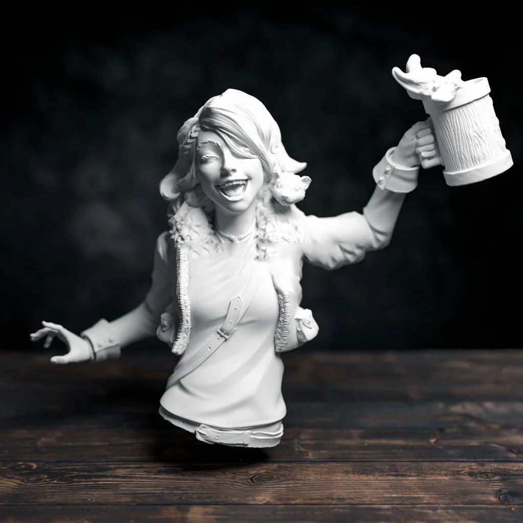 

75mm Resin Model Beer Girl Bust Figure Sculpture Unpainted RW-662