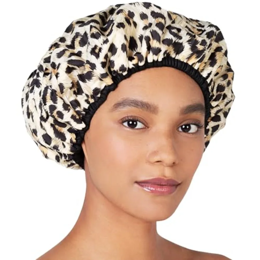

Betty Dain Reusable Nylon Bath and Shower Cap, Reversible Oversized Waterproof Shower Caps Large Designed for all Hair Lengths