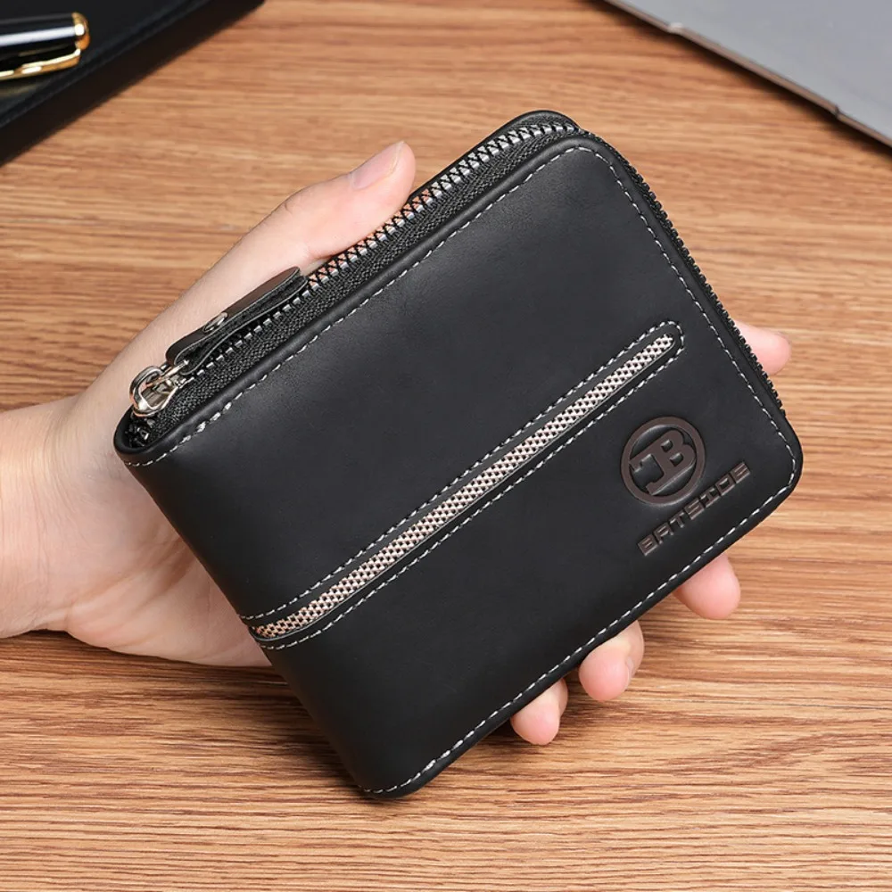

Business PU Leather Men's Wallet Multi-functional Fold Short Card Bag Large Capacity Square Credit Card Holder Male