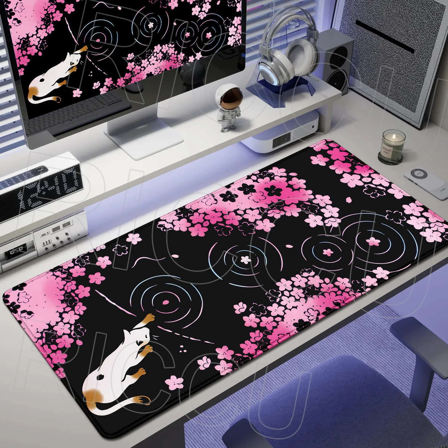 

HD Japan Cherry Blossom Cat Mouse Pad XXL Laptops Gaming Desk mat Sakura Mousepad Anime Office Carpet Gamer Keyboard Computer