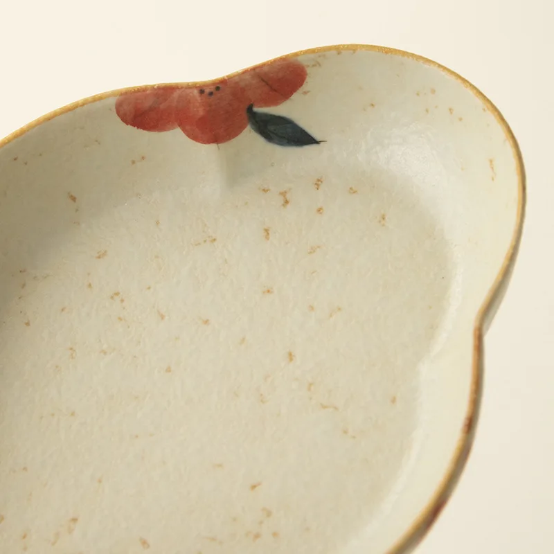 Blue and White Flint Red Dessert Plate Chinoiserie Pastry Plate Tea Table Exquisite Snacks Dried Fruit Plate