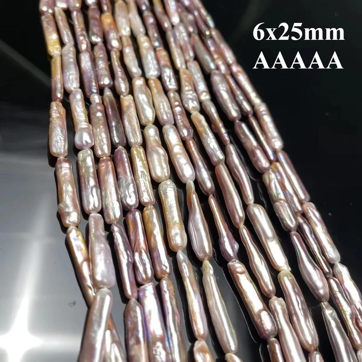 

6x25mm5A Natural Freshwater Shimmering Purple Pearl Baroque Stripe Glinting Bead Jewelry Make DIY Necklace Bracelet Accessories