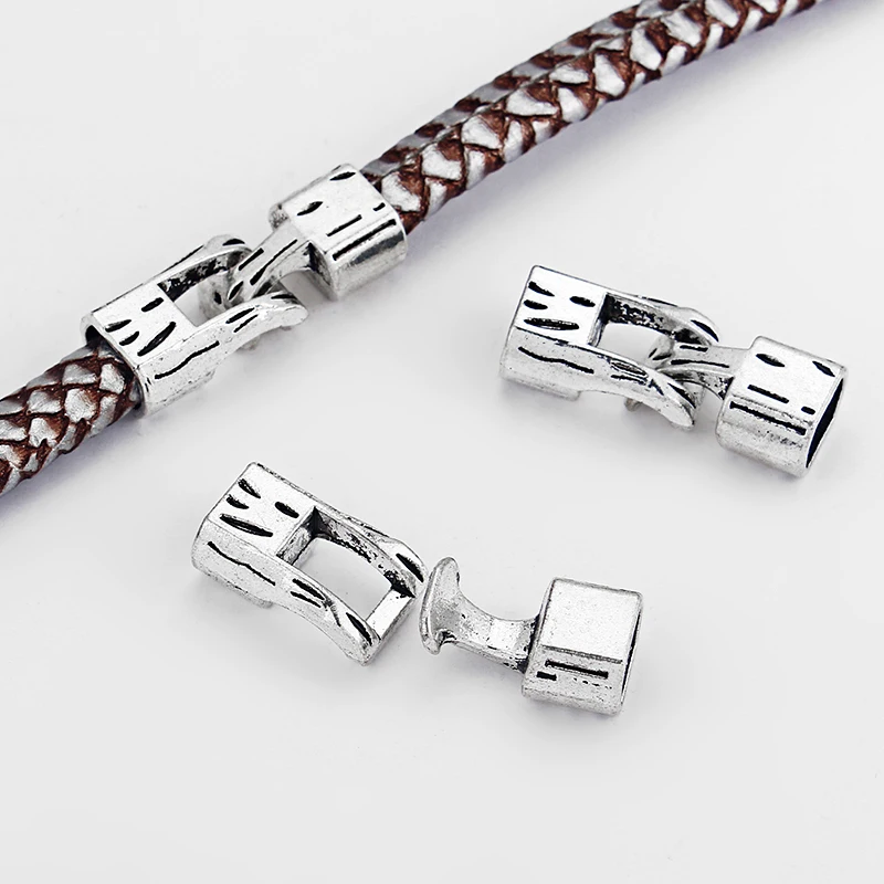 5Set Alloy End cap Snap Connectors Clasps For 10*7mm Licorice Leather Cord Bracelet Making Findings DIY Jewelry Making Materials