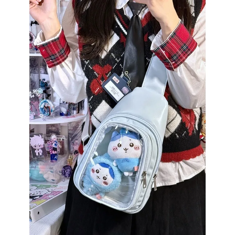 Fashion 15cm Doll Transparent Ita Bag Women Lightweight Large Capacity Crossbody Bag Solid Color Basic Versatile Chest Bag Girls view 3