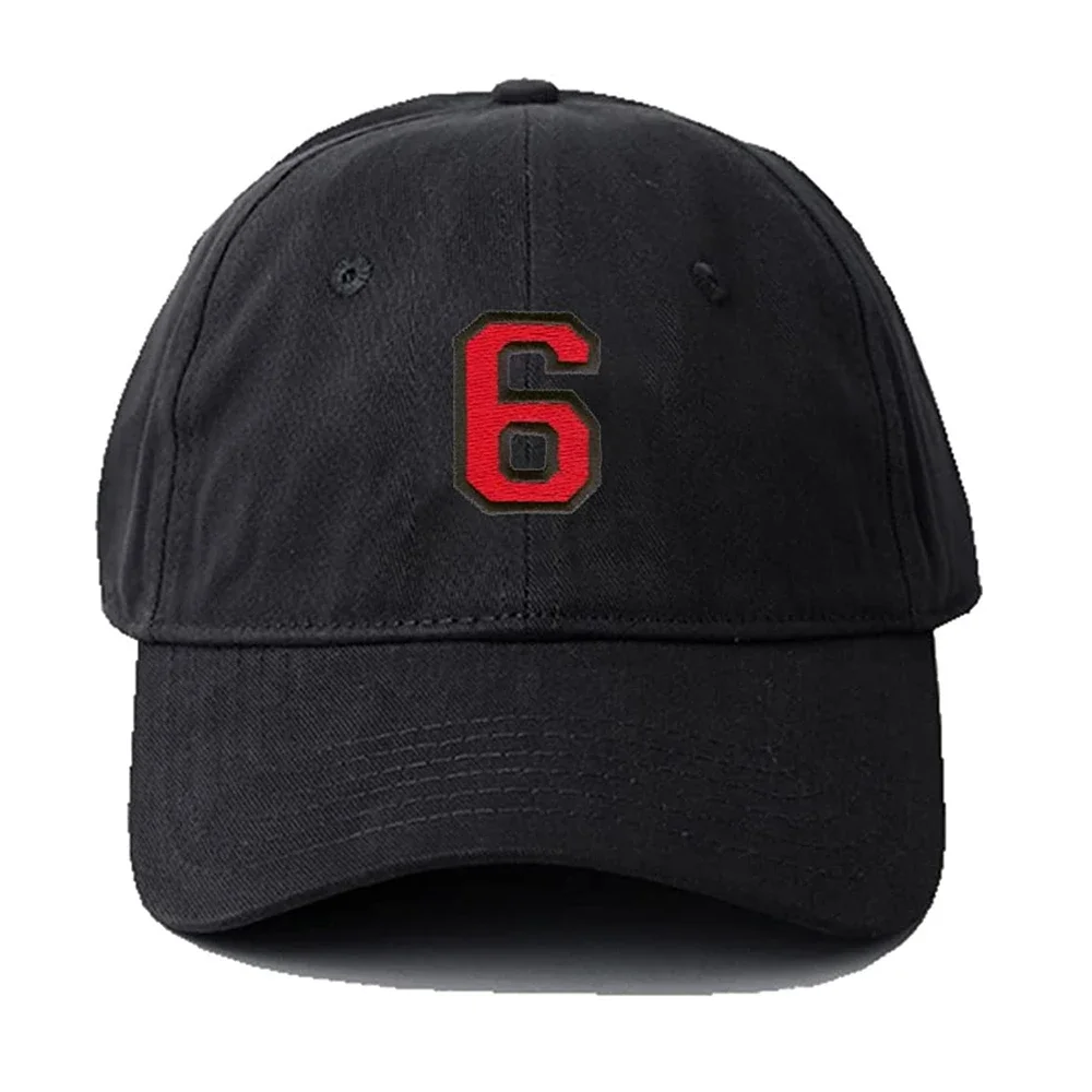 Lyprerazy Men's Baseball Cap Number 6 Embroidery Hat Cotton Embroidered Casual Baseball Caps