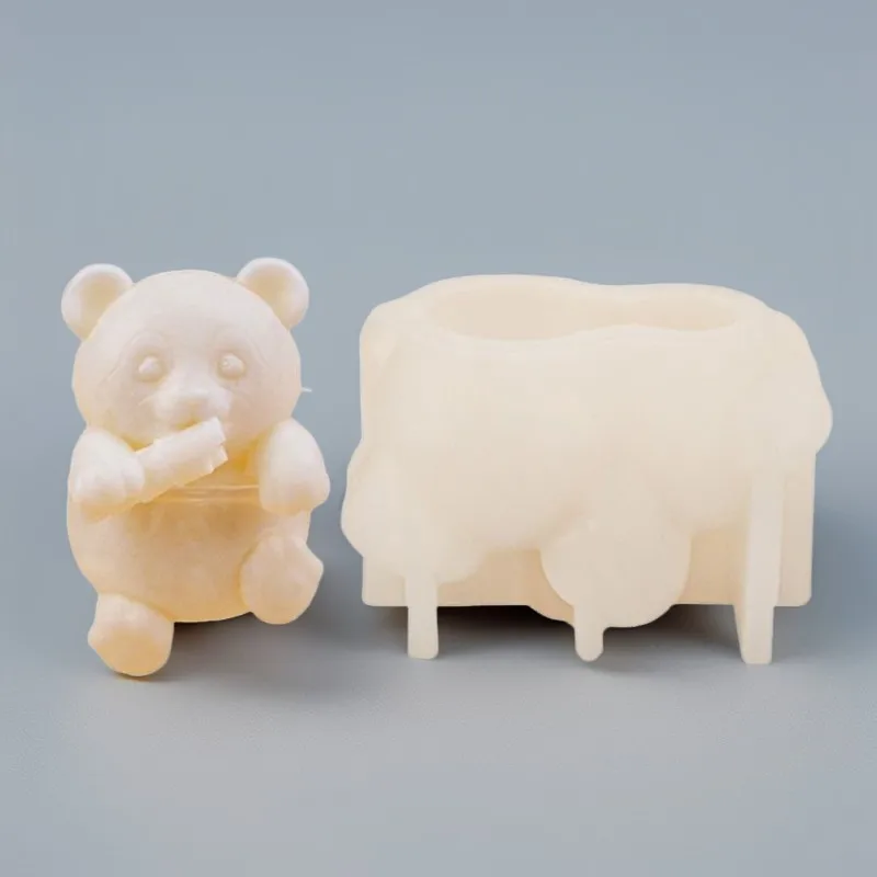 Panda Holding Bamboo Escaping Silicone Ice Cube Mold DIY Cartoon Cute Pet Ice Cream Chocolate Decoration Mold
