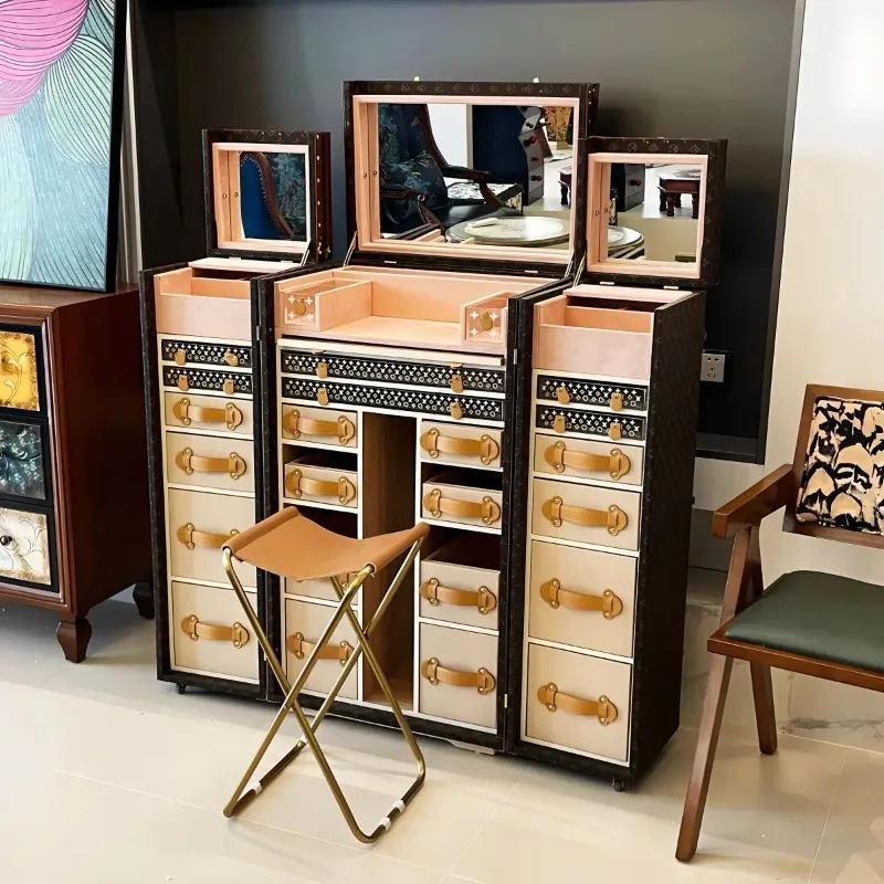 Advanced three-dimensional dust-proof clamshell storage cosmetic cabinet, multi-functional hard bag storage jewelry cabinet