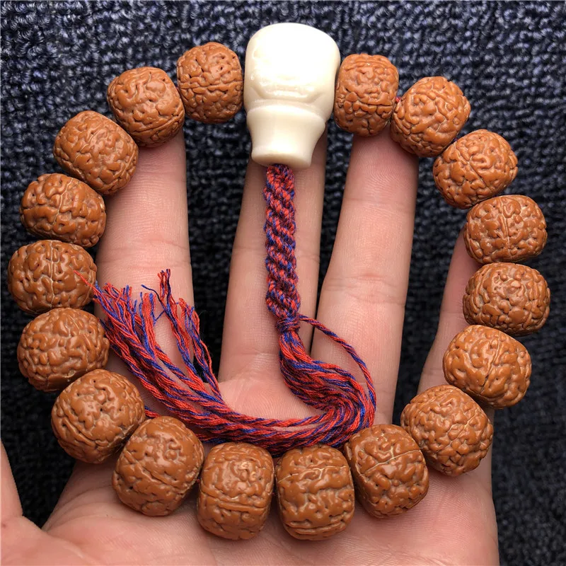 Dragon Scale Texture King Kong Large Handheld 5 Mukhi Rudraksha Lifting Beads Big Strawberry Barrel Beads about17mm Men's One Pi