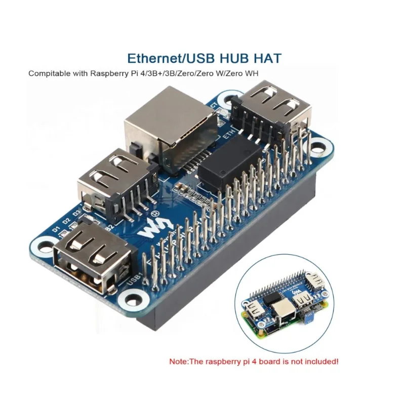 5V RJ45 Ethernet USB HUB Module HAT Expansion Board Shield Starter Kit For RPI Raspberry Pi Zero 2 W WH 2W 3B Plus 4 Model B 4B