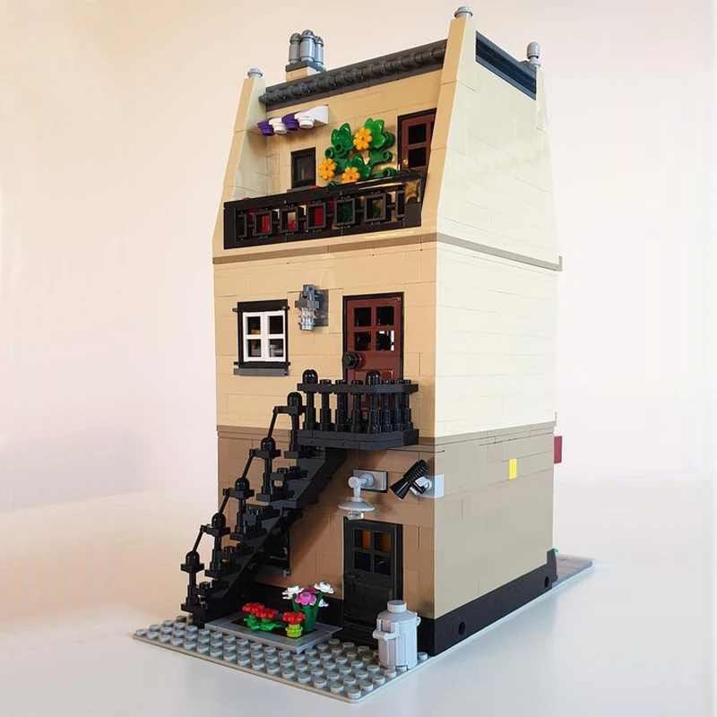 1542 Uds. Casa de Caracol Modular Moc con vista a la calle de ciudad, modelo de construcción DIY, ideas creativas, juguete para niños, bloques de regalo de cumpleaños