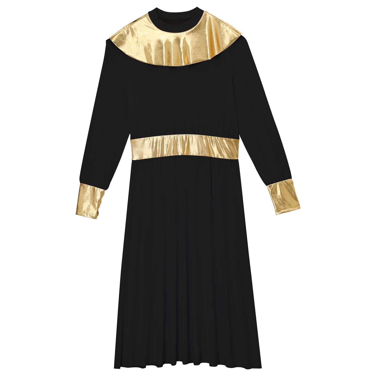 Männer ägyptischen Pharao König Robe Halloween Karneval Party alten Ägypten Cosplay Kostüm Langarm Metallic glänzend Toga Kleid